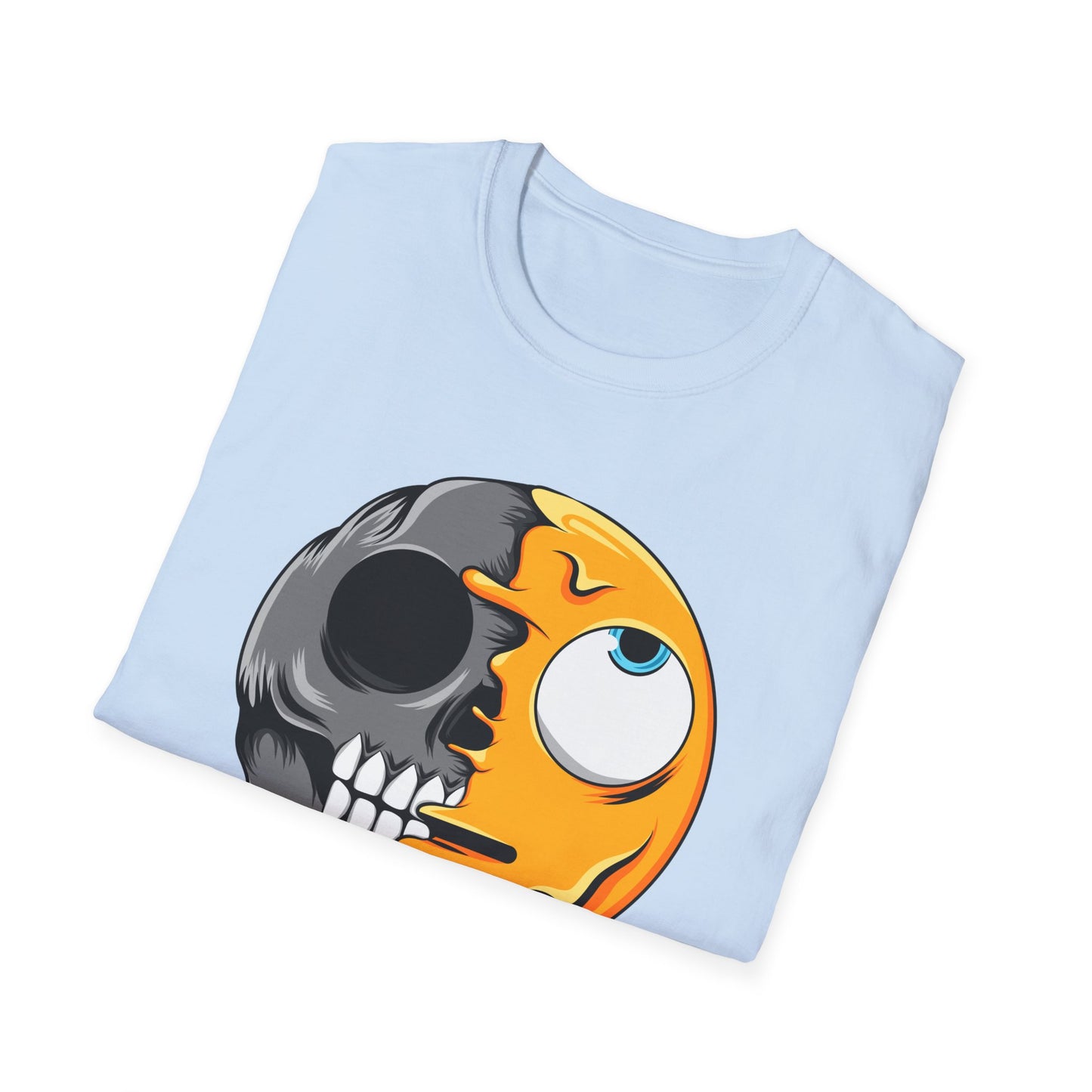 Awesome Melting Emoji Skull T-Shirt | Edgy Duality Design Tee | Unique Statement Wear for All