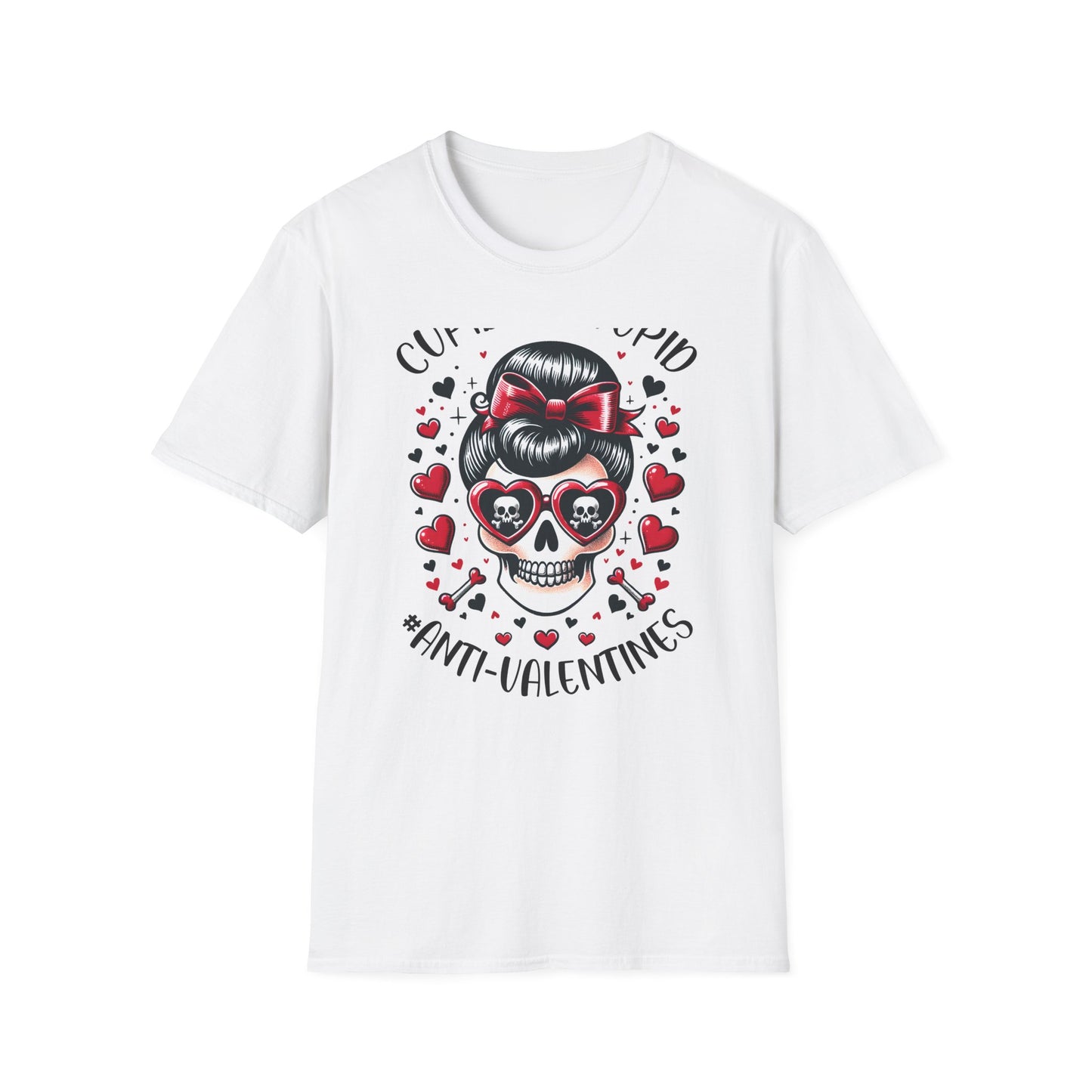 Epic Anti-Valentines Skull T-Shirt - Sarcastic "Cupid Is Stupid" Tee for Edgy Souls