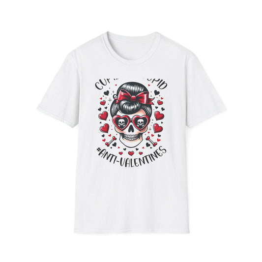 Epic Anti-Valentines Skull T-Shirt - Sarcastic "Cupid Is Stupid" Tee for Edgy Souls