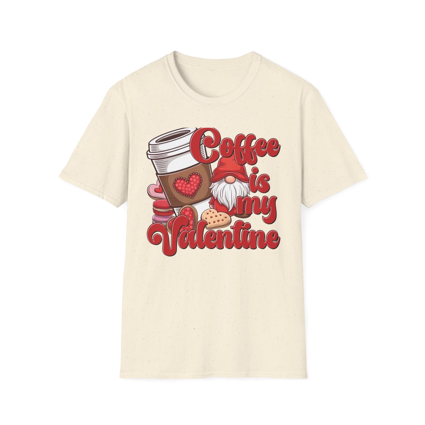 Coffee Is My Valentine Gnome T-Shirt | Charming Heart Coffee Lover Tee | Funny Anti-Valentine's Day Gift for Singles & Sweet Tooths