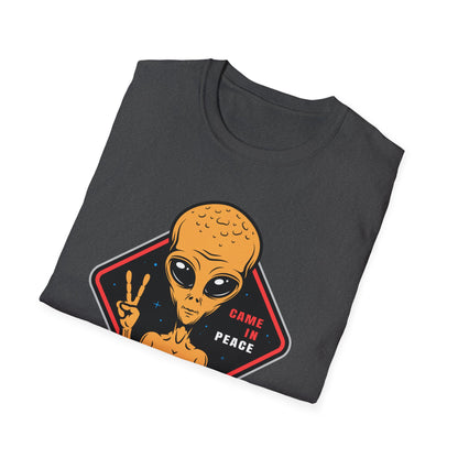 Epic Alien Came In Peace T-Shirt - Cool Sci-Fi UFO Tee with Peace Sign - Vintage Extraterrestrial Graphic Top for Fans!