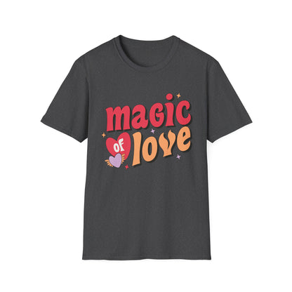 Enchanting 'Magic of Love' Groovy T-Shirt | Retro Valentine's Day Heart Tee | Whimsical, Cute & Romantic Gift