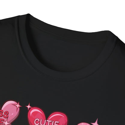 Adorable Valentine Candy Hearts T-Shirt | Sweet Love Messages Tee for Her & Him | Romantic "Kiss Me" Gift