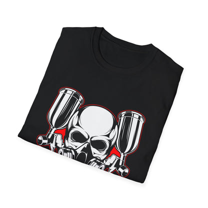 Bold Skull Gas Mask Spray Paint T-Shirt | Ultimate Airbrush Artist & Car Mechanic Gear Tee