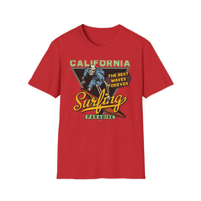 Rad Vintage California Skeleton Surfer T-Shirt - Ultimate Waves Paradise Tee