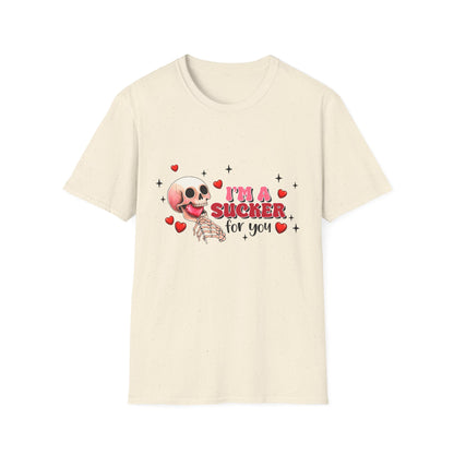 Funny Skeleton Love T-Shirt: "I'm a Sucker for You" Valentine's Day Graphic Tee - Unique Couple's Gift