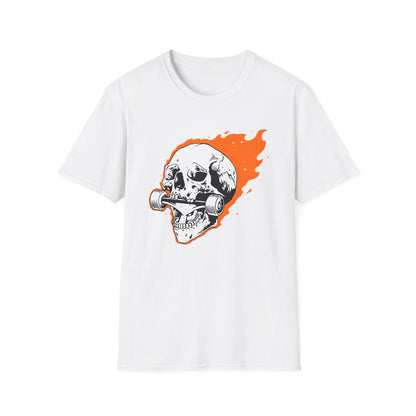 Epic Flaming Skull Skateboard T-Shirt – Rad Skater & Punk Rock Graphic Tee for Bold Street Style