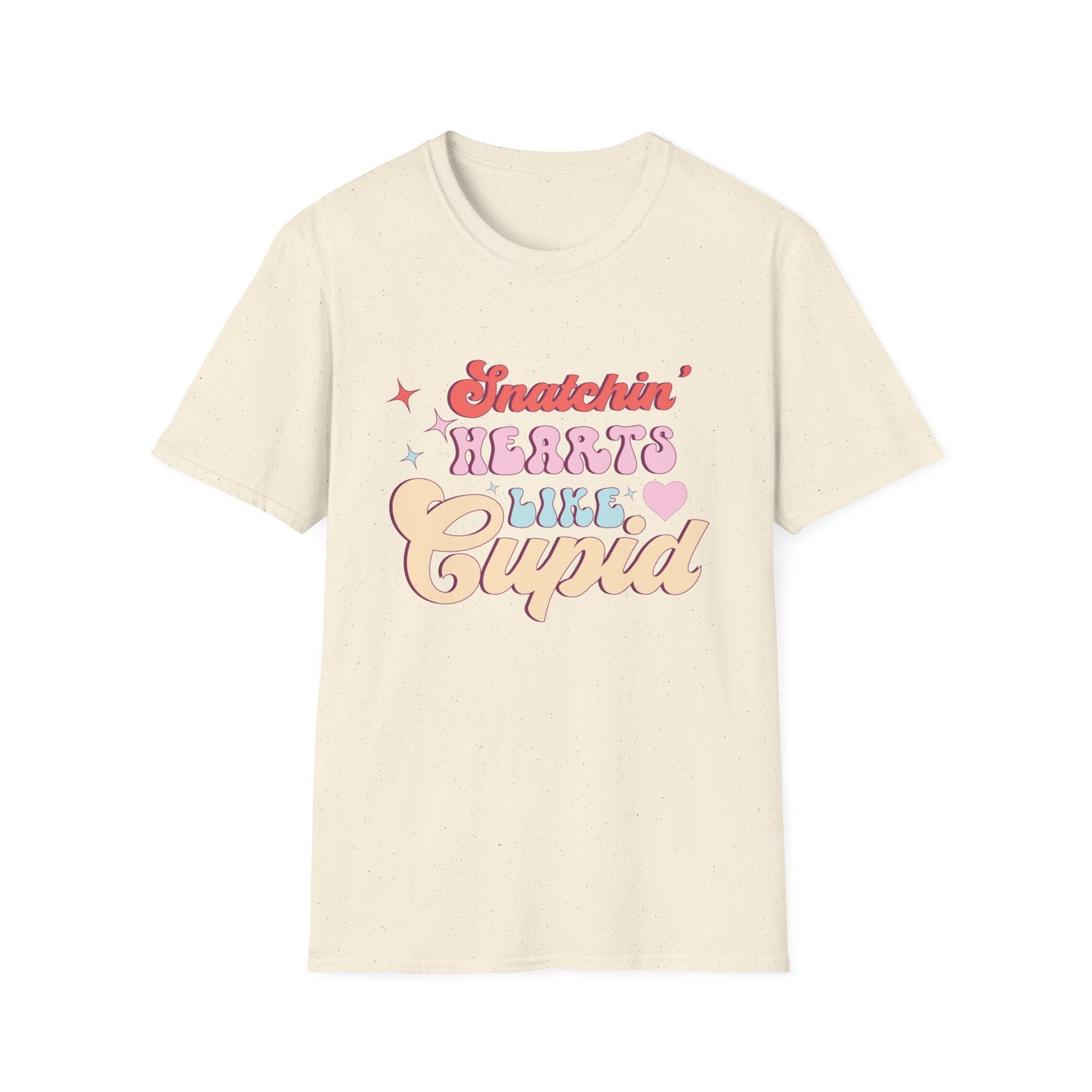 Snatchin' Hearts Like Cupid Groovy T-Shirt | Trendy Retro Valentine's Tee for Her | Playful Flirty Love & Romance Style