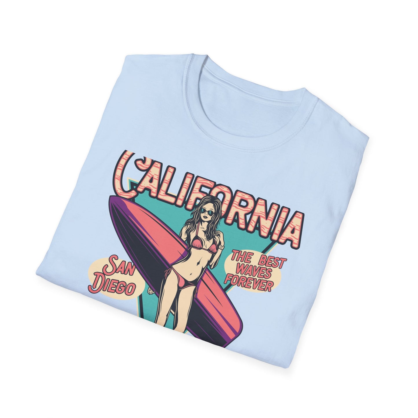 California Surfing Paradise T-Shirt | Retro San Diego Beach Babe Tee - Iconic Summer Waves & Vacation Apparel