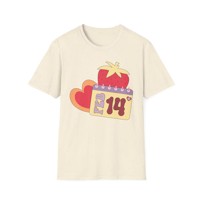 Sweet Valentine's Day T-Shirt: Adorable Feb 14th Strawberry Calendar Design - Perfect Love Gift Tee
