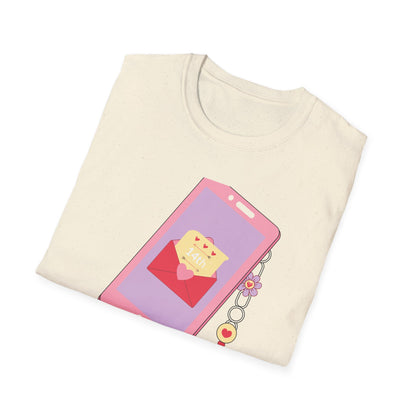 Sweet 'Call Me' Valentine's Day T-Shirt | Retro Love Letter Phone Tee | Adorable Romantic Gift for Her & Him