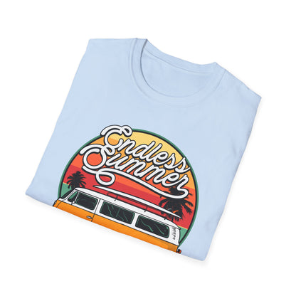 Iconic Endless Summer VW Bus T-Shirt | Vintage Surf Van & Sunset Palm Trees Tee | Perfect Beach Trip Gift