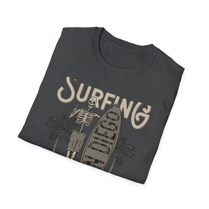 Awesome California Surfing Paradise Skeleton T-Shirt - Vintage Beach Surfer Skull Tee | Epic Summer Vibes