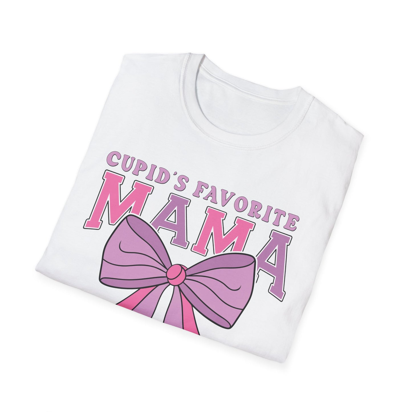 Cupid's Favorite Mama T-Shirt | Unique Valentine's & Mother's Day Gift for Her | Cute Pink Bow Graphic Tee
