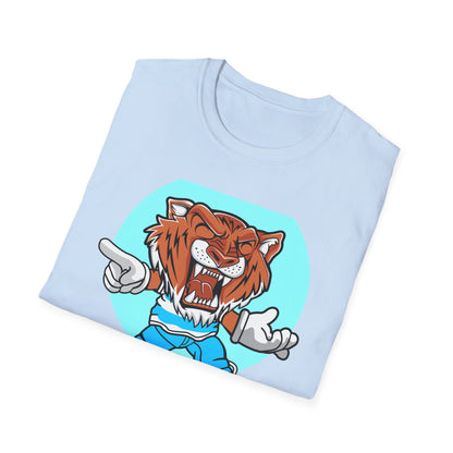 Rad Roaring Tiger Skateboard T-Shirt | Fierce Skater Mascot Graphic Tee for Extreme Style