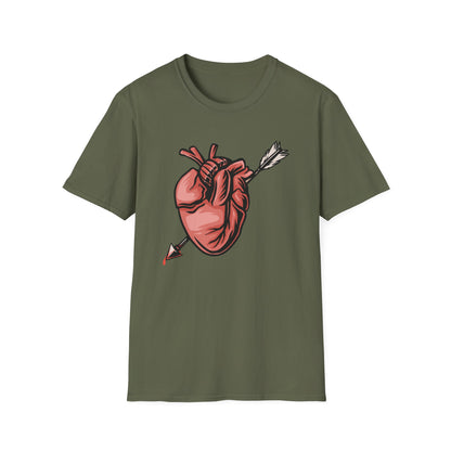 Striking Pierced Anatomical Heart T-Shirt | Edgy Love & Passion Tee | Unique Gothic Statement Graphic Shirt