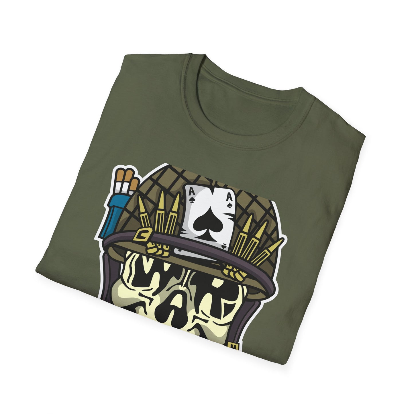Born to Die Military Skull T-Shirt - Edgy Ace of Spades & Bullet Helmet Tee for Veterans, Bikers & Tattoo Lovers | Bold Statement Shirt
