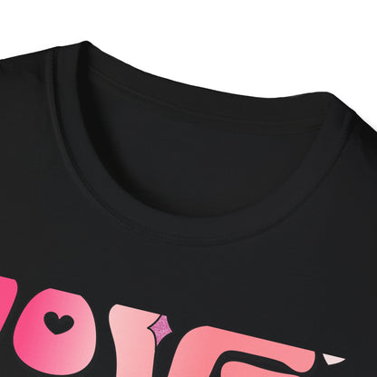 Groovy "Love Yourself" T-Shirt | Pink Retro Self-Love Tee with Hearts & Sparkles | Empowering & Chic Women's Affirmation Top