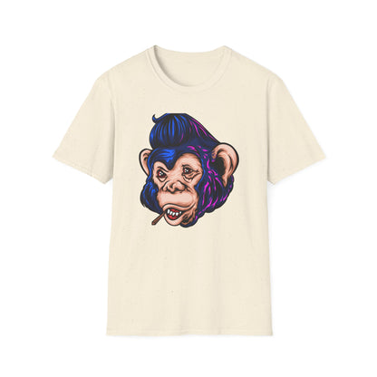 Bold Punk Chimp T-Shirt | Edgy Monkey with Attitude & Rad Pompadour Hair | Unique Streetwear Animal Art Tee