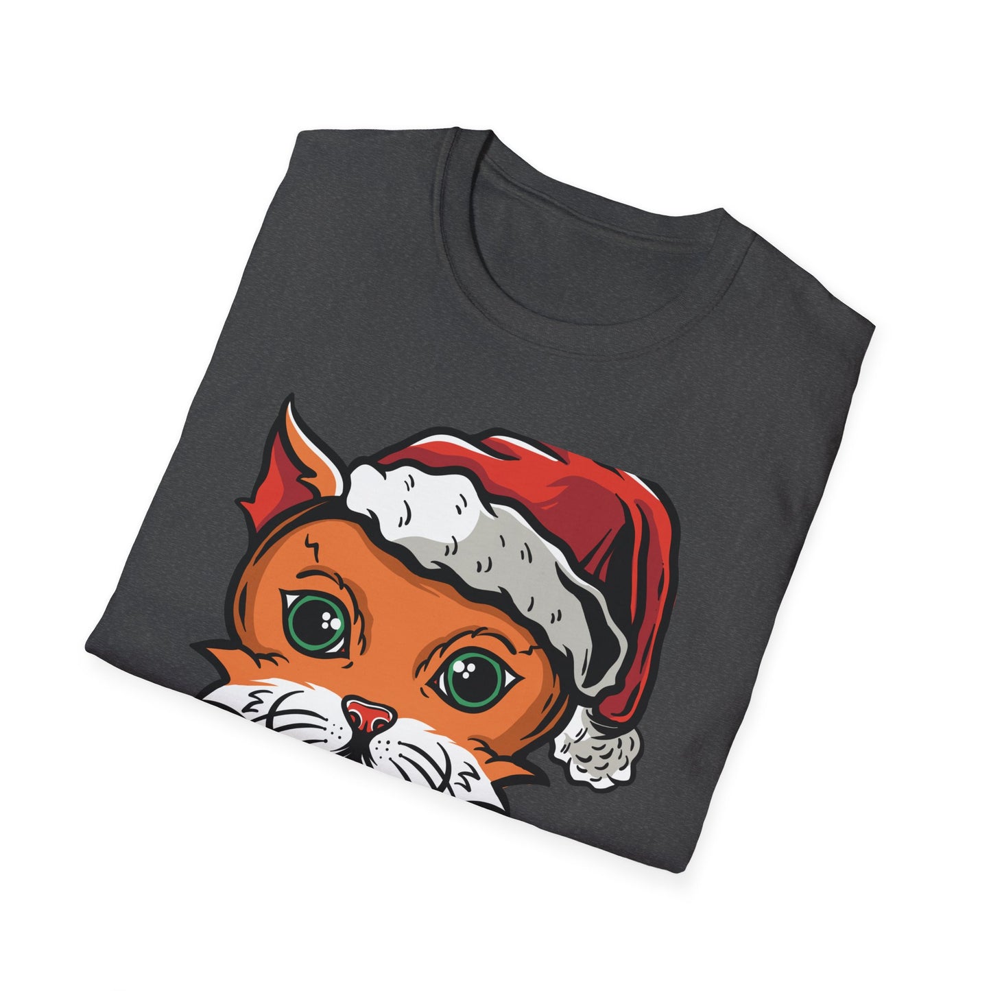 Festive Santa Cat T-Shirt with Candy Canes | Adorable Holiday Feline Tee | Purrfect Christmas Gift for Cat Lovers