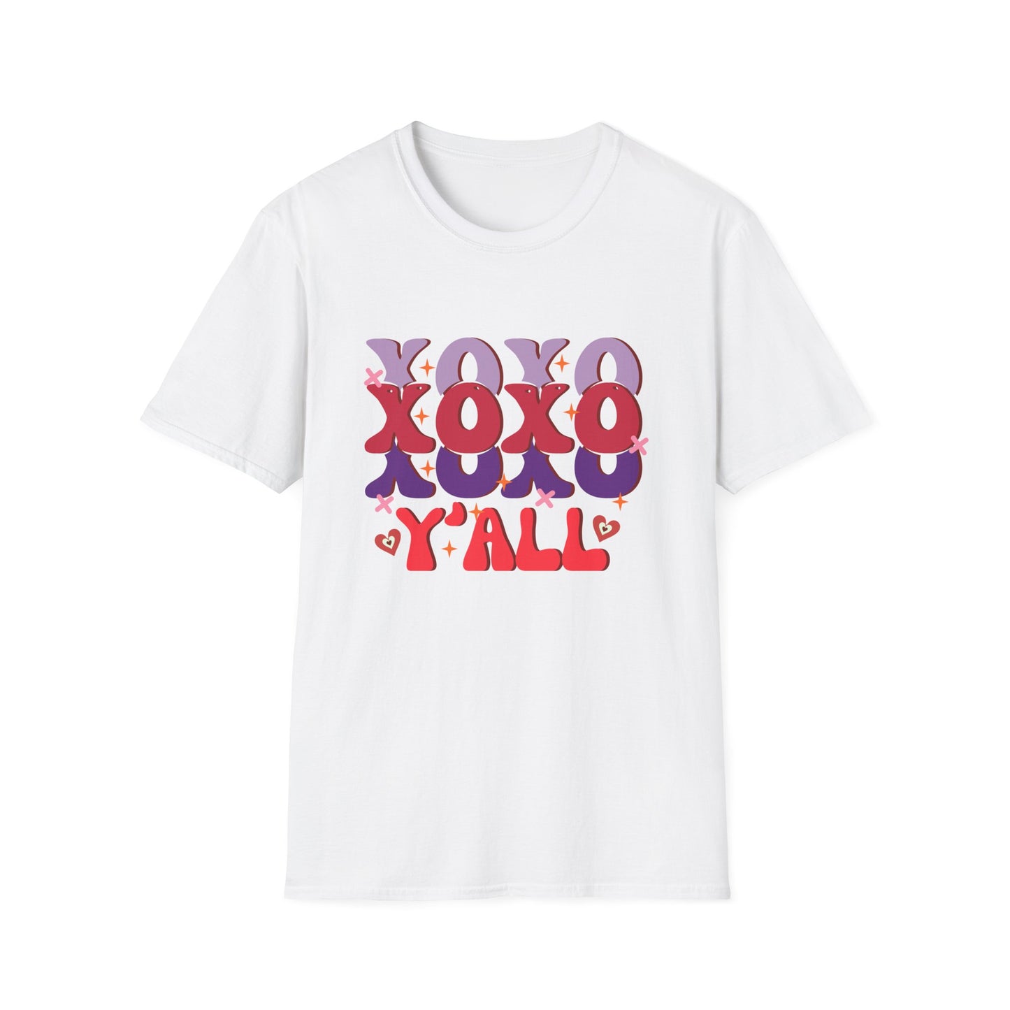 Groovy XOXO Y'all T-Shirt | Retro Valentine's Day Tee | Adorable Southern Love Graphic | Trendy Women's Gift