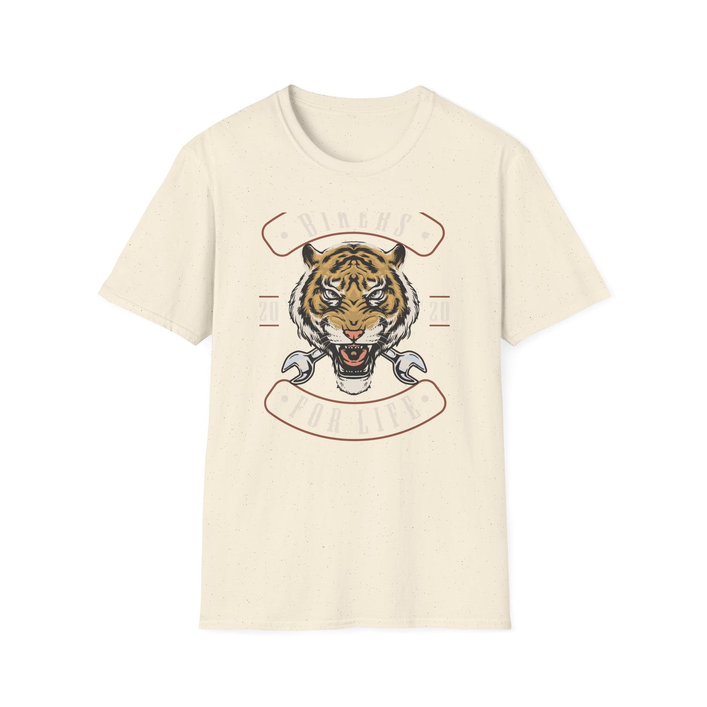 Epic Roaring Tiger Biker T-Shirt - Motorcycle Mechanic Wrench Tee - "Bikers For Life" Vintage Design Gift