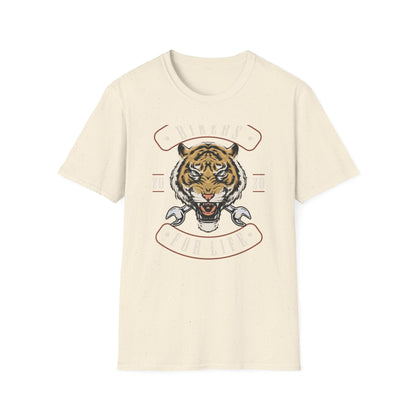 Epic Roaring Tiger Biker T-Shirt - Motorcycle Mechanic Wrench Tee - "Bikers For Life" Vintage Design Gift
