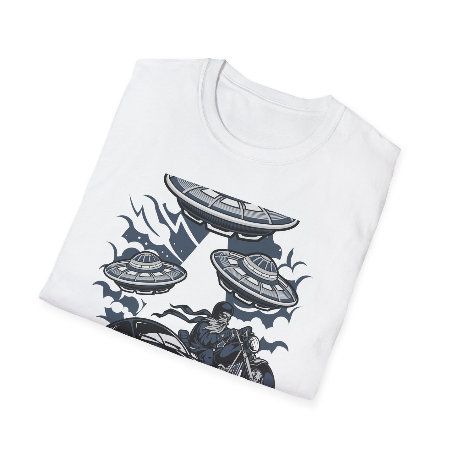 Epic Alien Invasion Biker VW Beetle T-Shirt | Unique Sci-Fi Chopper Car Lover Gift Tee