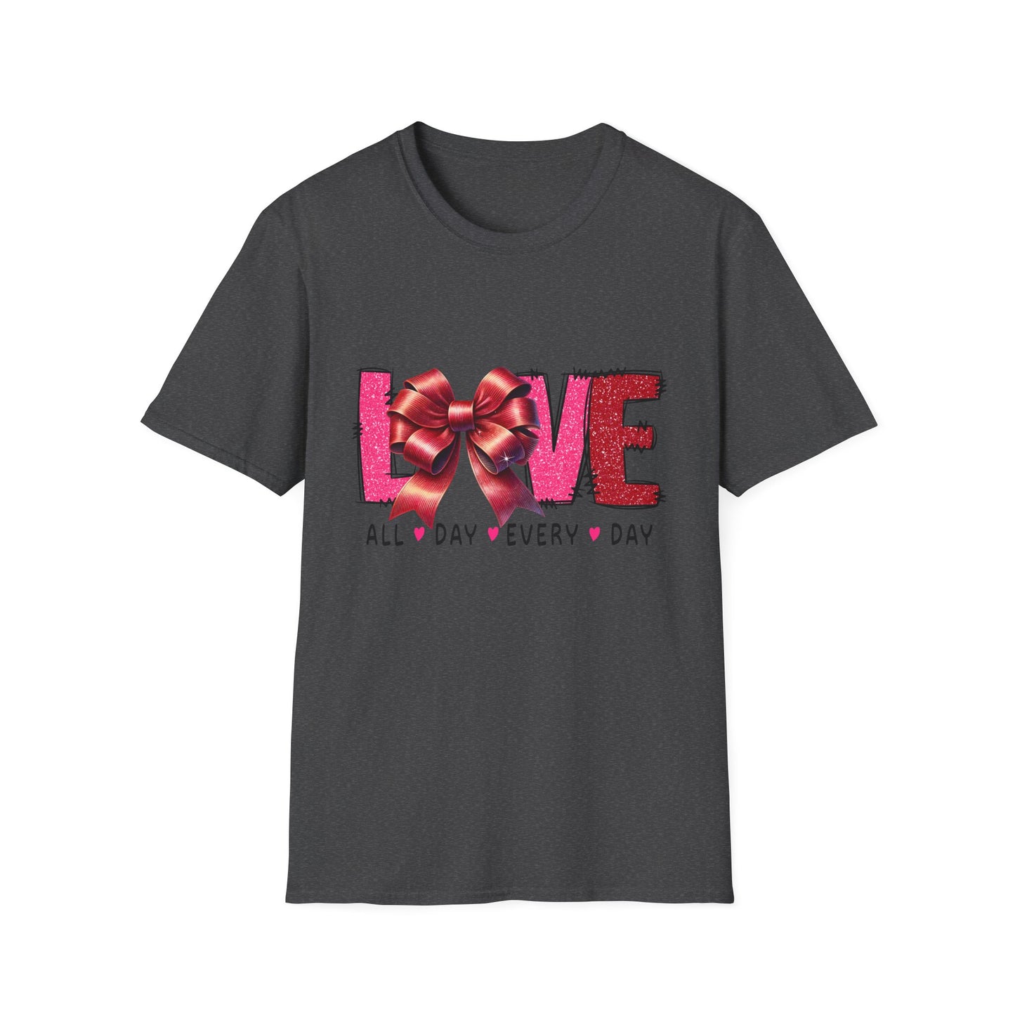 Sparkling LOVE Glitter Bow T-Shirt | Chic Valentine's Day Tee for Her | Dazzling Romantic Gift