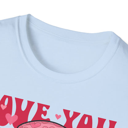 Super Cute Groovy Smiley Face T-Shirt - Pink Hearts Cowboy Hat & Peace Sign - Awesome 'Love You' Tee for Valentine's Day