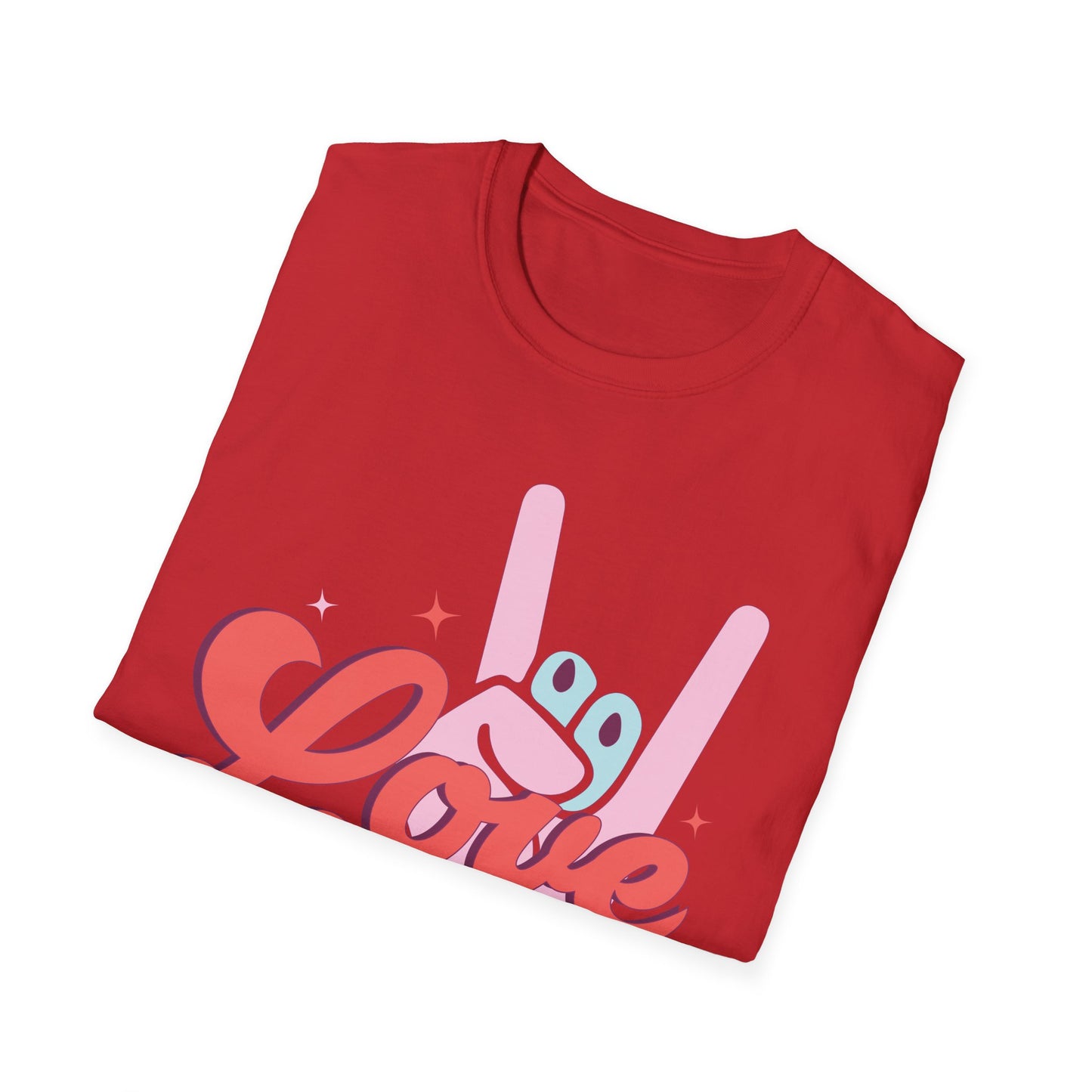 Epic Groovy 'Love Rocks' T-Shirt | Retro Rock On Hand Gesture Tee | Vibrant Vintage Music Lover Top
