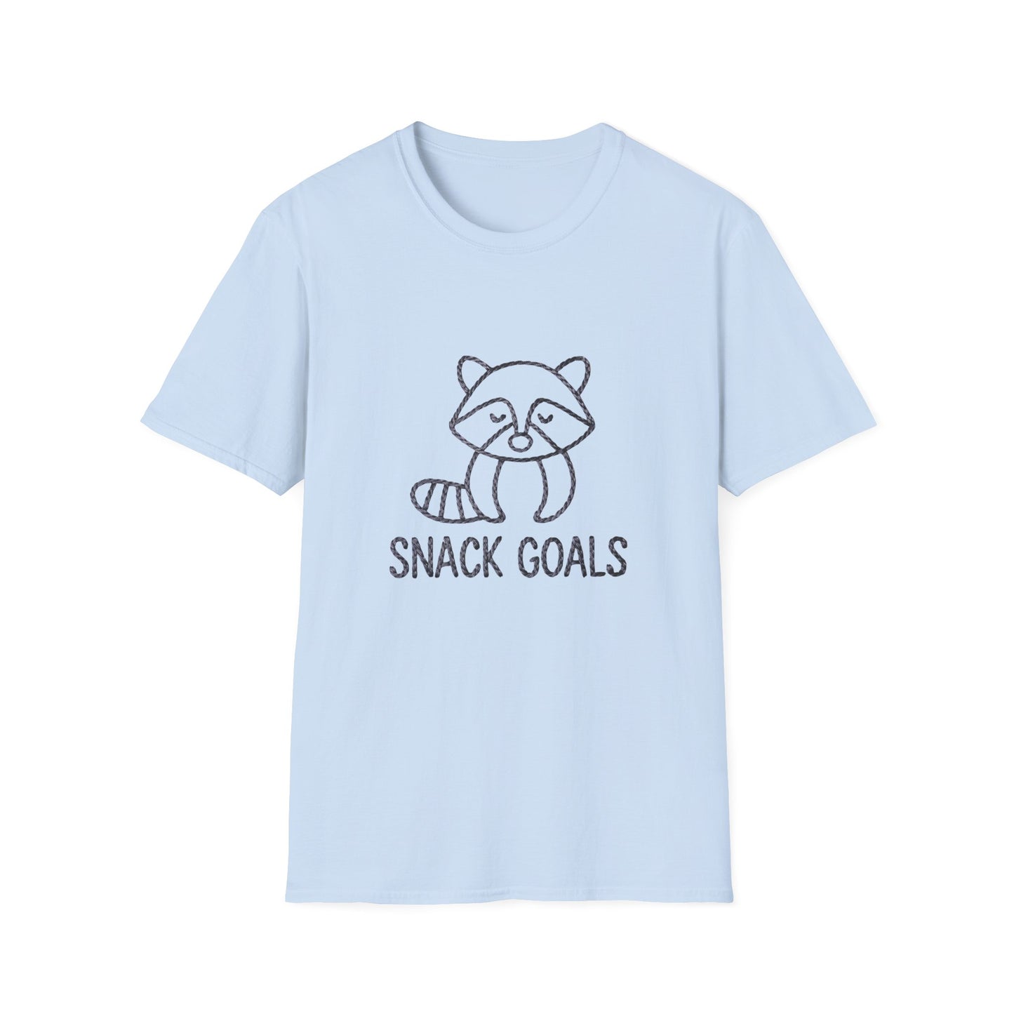 Awesome 'Snack Goals' Raccoon T-Shirt - Unique Braided Graphic Tee for Foodies & Animal Lovers