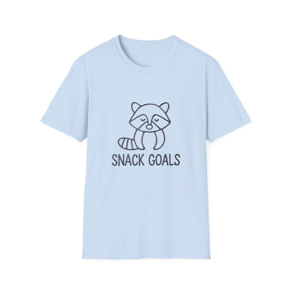 Awesome 'Snack Goals' Raccoon T-Shirt - Unique Braided Graphic Tee for Foodies & Animal Lovers