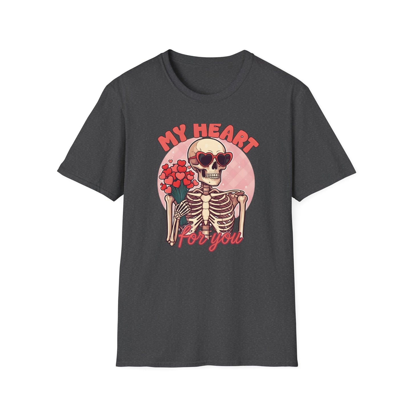 Adorably Spooky 'My Heart For You' Skeleton T-Shirt - Unique Valentine's Day & Romantic Gift Apparel for Couples