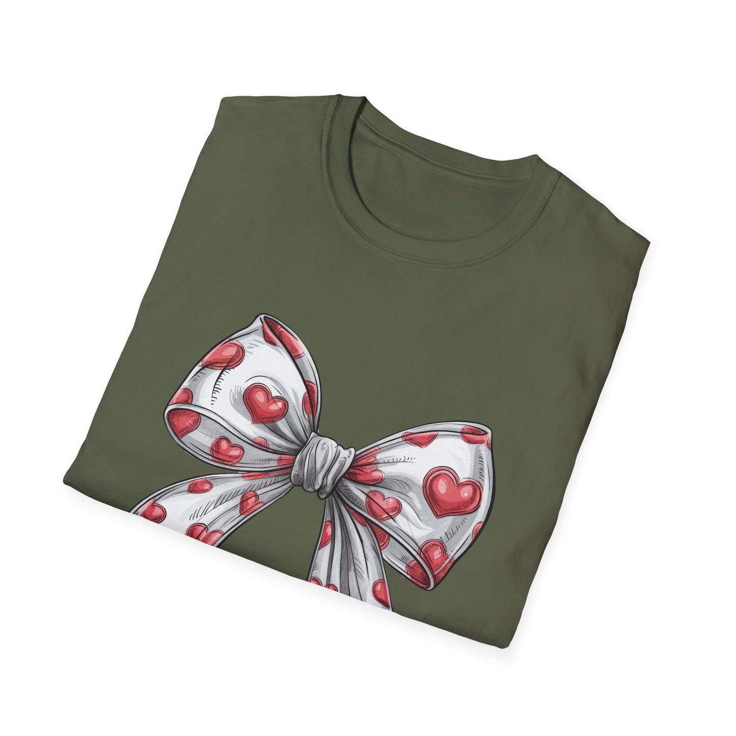 Charming Red Heart Bow T-Shirt - Sweet Valentine's Day & Love Graphic Tee for Women & Girls