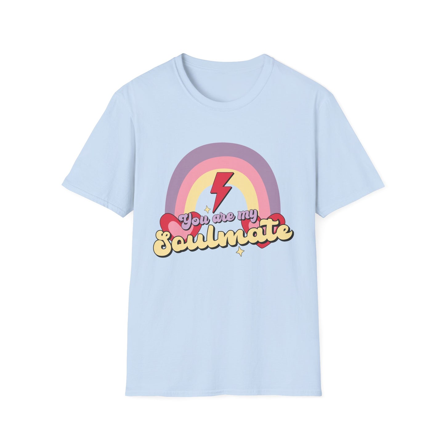 Retro Soulmate T-Shirt | Groovy Pastel Rainbow & Hearts Couple Tee | Perfect Romantic Valentine's Day Gift for Him or Her