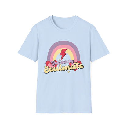 Retro Soulmate T-Shirt | Groovy Pastel Rainbow & Hearts Couple Tee | Perfect Romantic Valentine's Day Gift for Him or Her