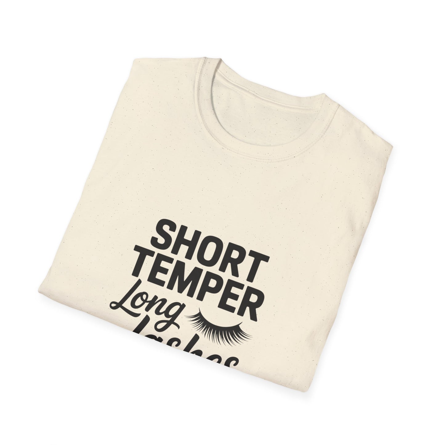 Fierce Short Temper Long Lashes T-Shirt | Sassy Women's Funny Beauty Quote Tee | Perfect Gift for Her, Trendy Attitude Top