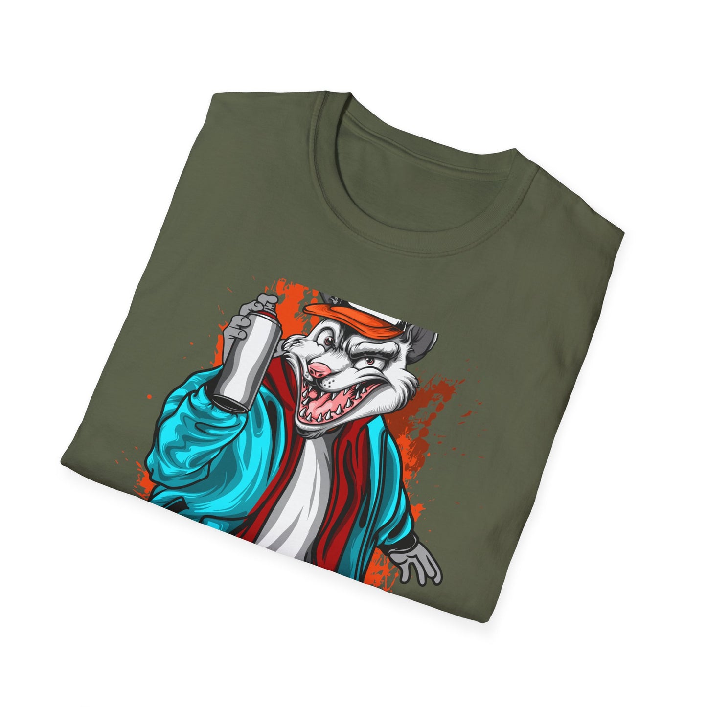 Unleash Your Inner Rebel: Epic Graffiti Rat T-Shirt - Bold Street Art Rodent Design with Spray Can for Urban Style