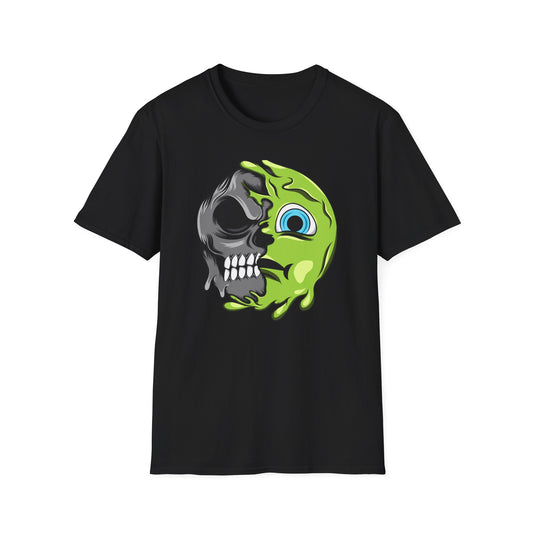 Epic Melting Skull & Slime T-Shirt - Vibrant Half-Skull Gooey Monster Graphic Tee for Edgy & Alternative Style
