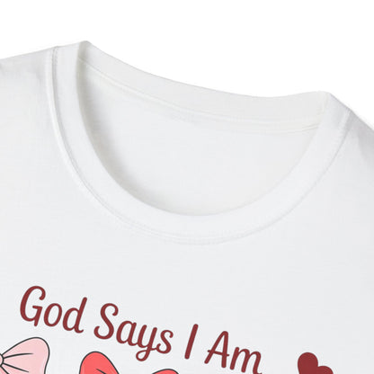 Uplifting God Says I Am T-Shirt | Empowering Christian Faith Tee for Women | Divine Self-Worth Affirmation Gift