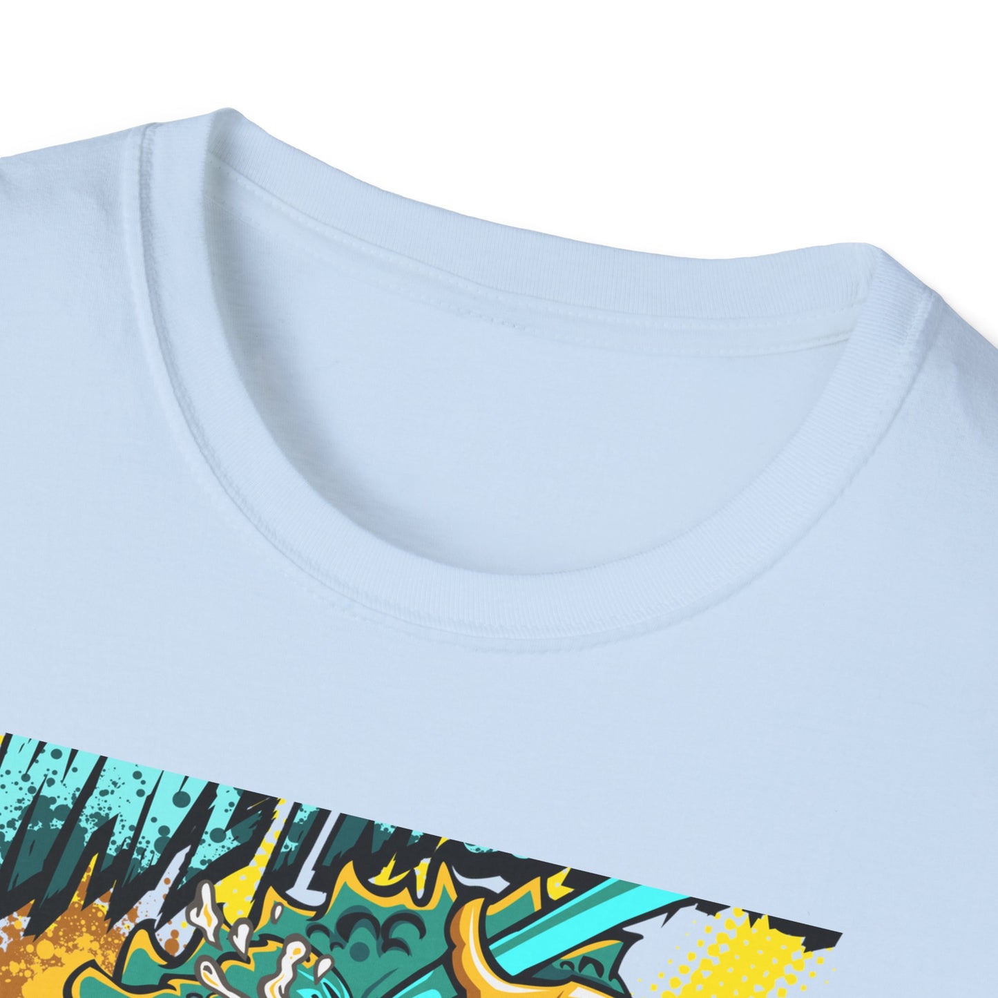 Epic 'WAVE I'M COMING' Monster T-Shirt - Hilarious Swimming Dragon & Duck Float Graphic Tee for Summer Fun & Beach Adventures
