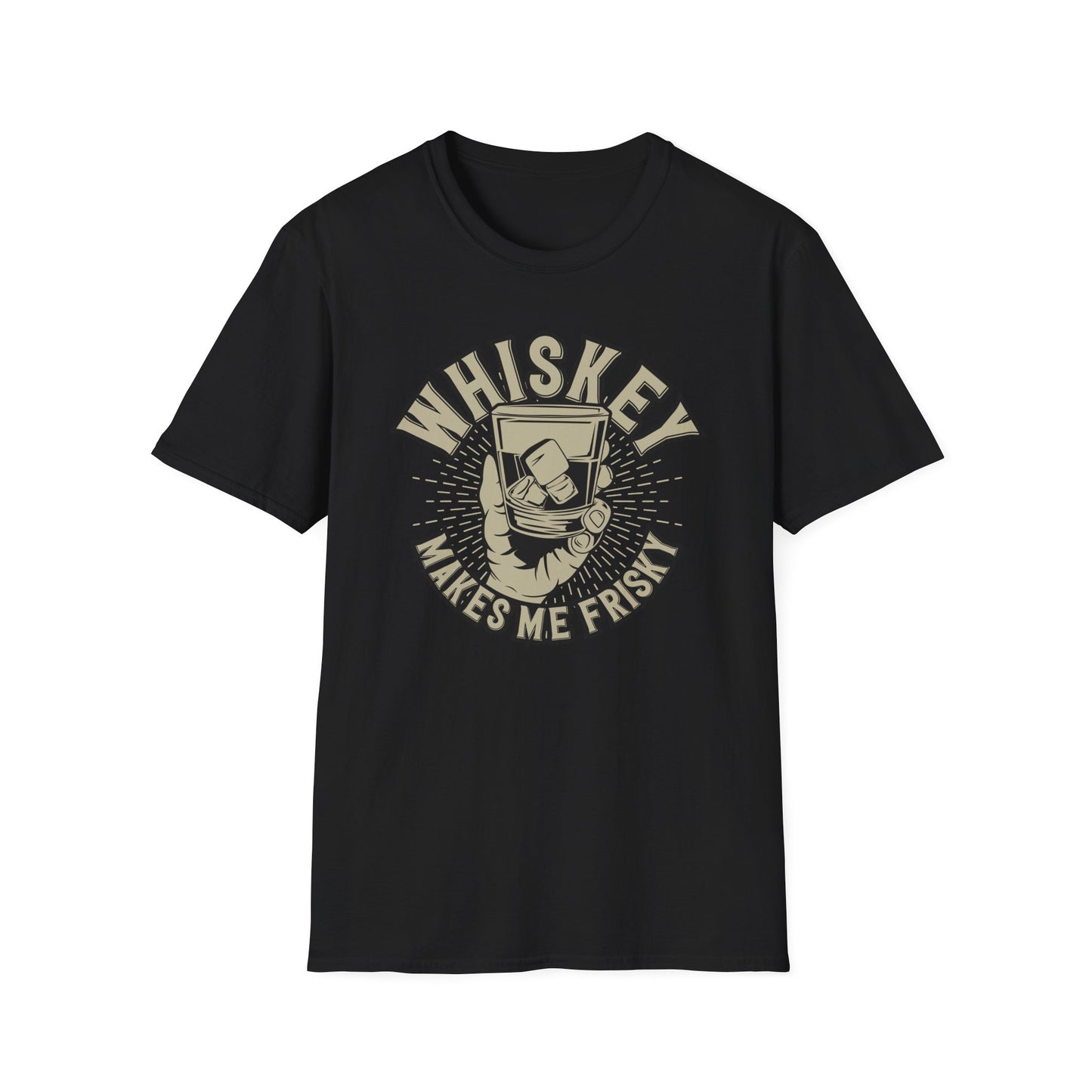 Bold 'Whiskey Makes Me Frisky' T-Shirt - Funny Drinking Tee for Whiskey Lovers | Perfect Bar & Party Humor Gift