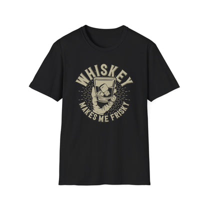 Bold 'Whiskey Makes Me Frisky' T-Shirt - Funny Drinking Tee for Whiskey Lovers | Perfect Bar & Party Humor Gift