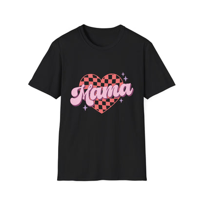 Groovy Mama T-Shirt - Retro Checkerboard Heart Design for Chic Moms | Trendy Mother's Day Gift Tee