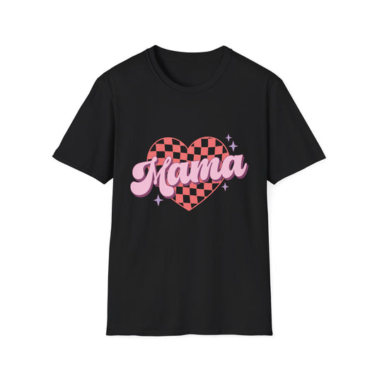 Groovy Mama T-Shirt - Retro Checkerboard Heart Design for Chic Moms | Trendy Mother's Day Gift Tee