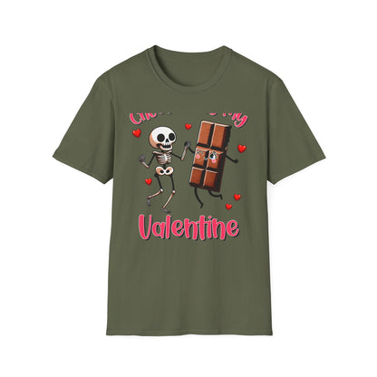 Funny Skeleton & Chocolate Valentine T-Shirt - Adorable 'Chocolate is My Valentine' Tee for Sweethearts & Singles