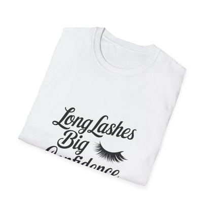 Glamorous Long Lashes Big Confidence T-Shirt | Empowering Women's Beauty & Makeup Lover Tee