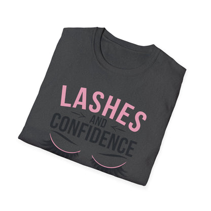 Empowering Lashes & Confidence Only T-Shirt | Chic Beauty Lover Tee Gift for Lash Techs & Women