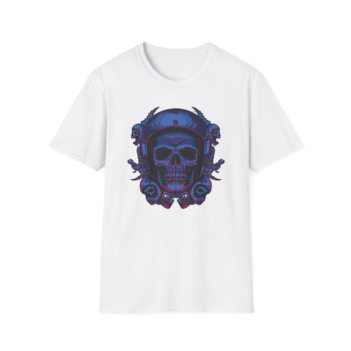 Epic Biker Skull T-Shirt | Mechanic Engine Design | Vintage Motorcycle Hot Rod Graphic Tee | Rebel Rider Gift